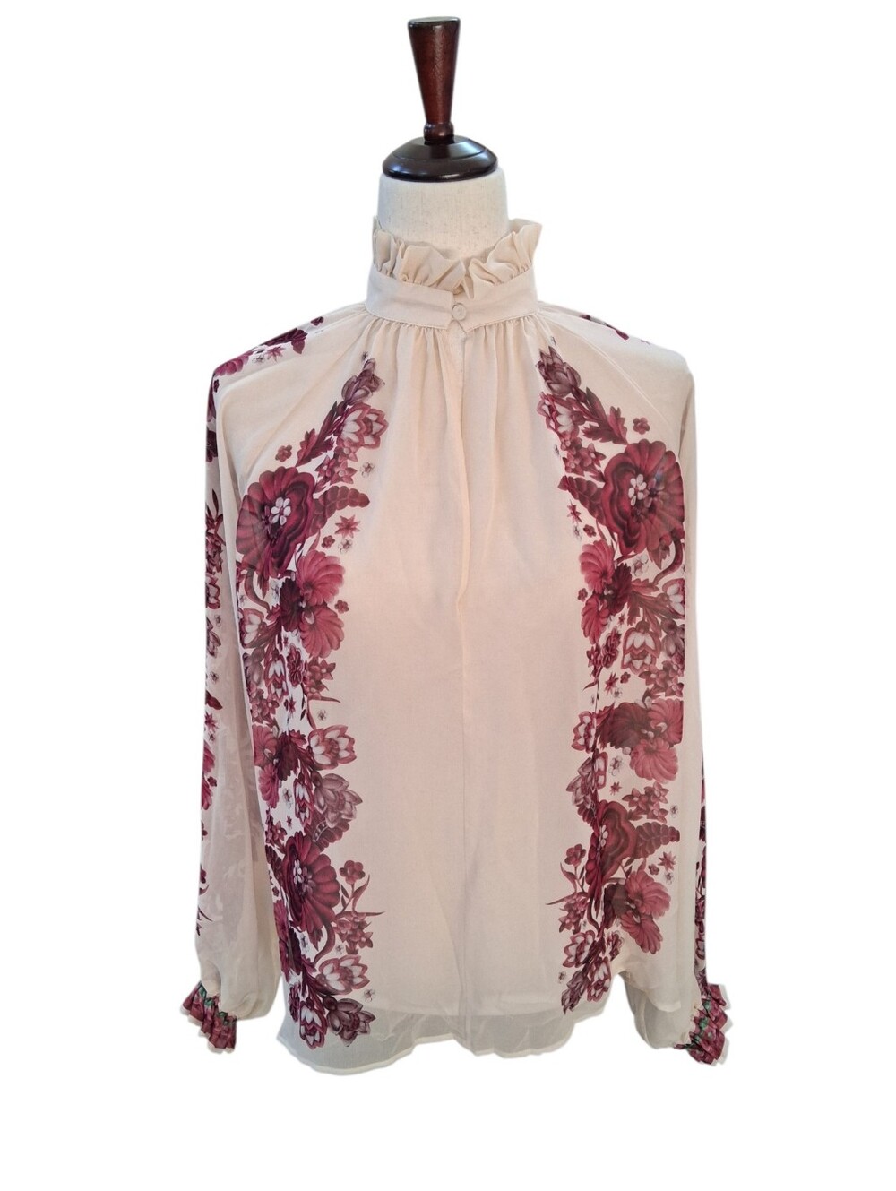 $980 La DoubleJ Cerere Floral Silk Blouse Sheer Feminine Romantic Sz XS